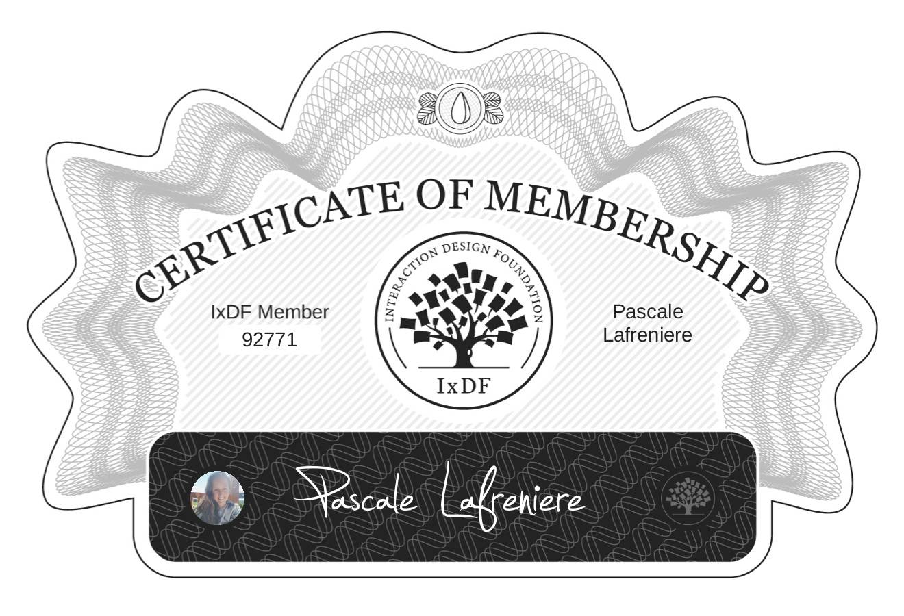 Certificate of Membership – Pascale Lafrenière