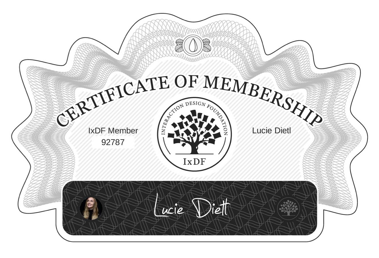 Certificate of Membership – Lucie Dietl