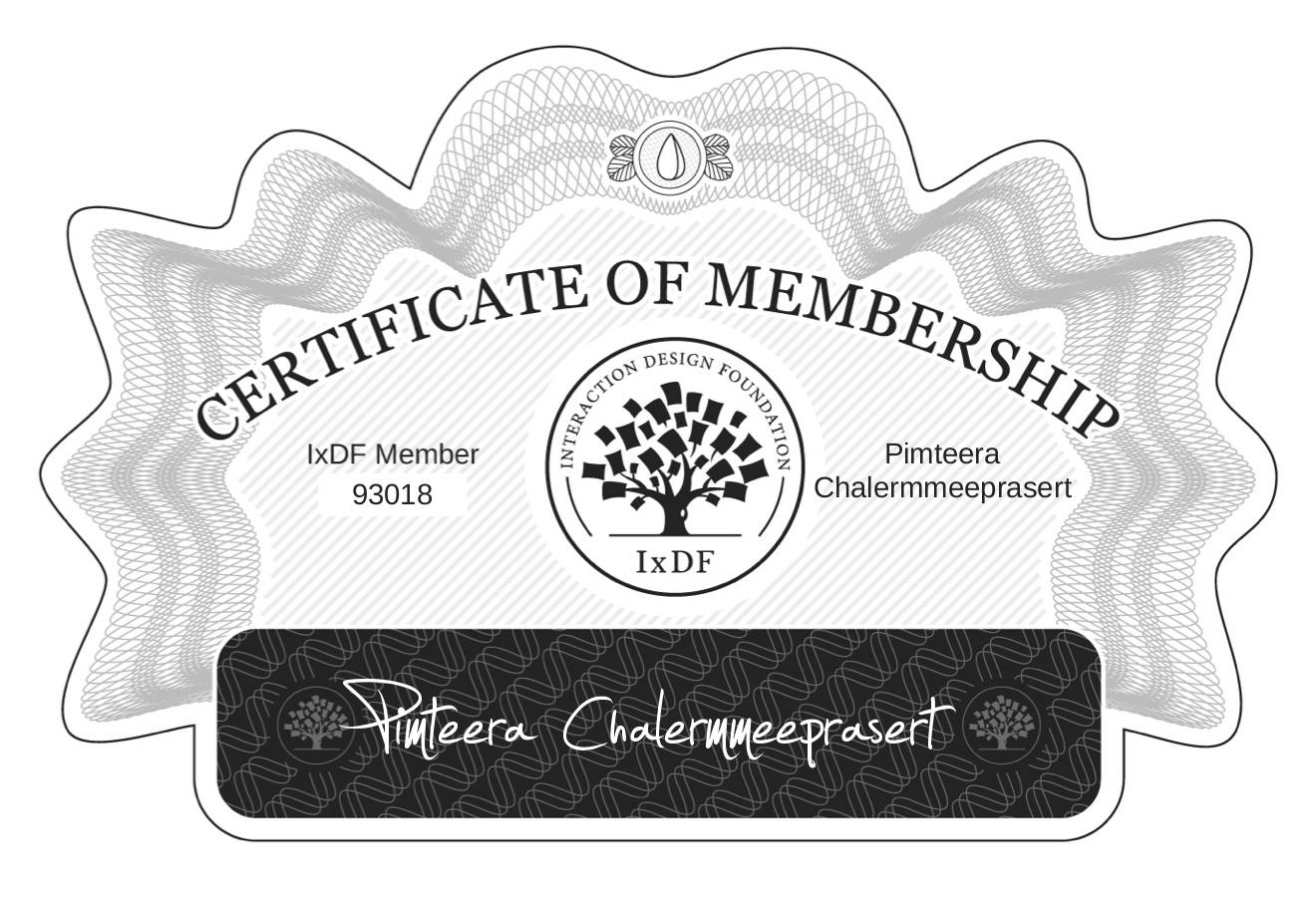 Certificate of Membership – Pimteera Chalermmeeprasert