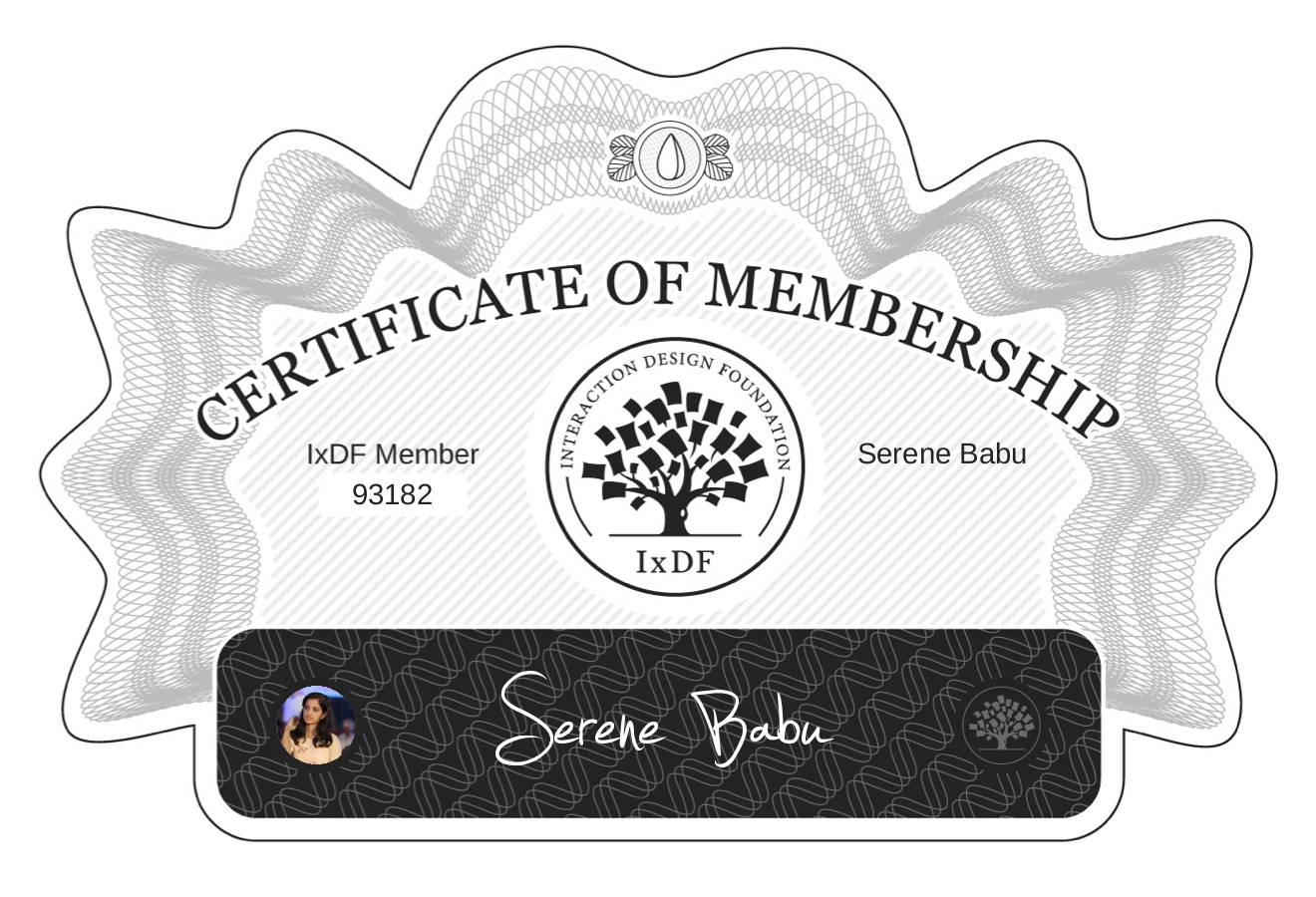 Certificate of Membership – Serene Babu