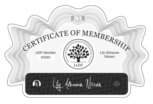 Certificate of Membership – Lily Akhavan Nissen