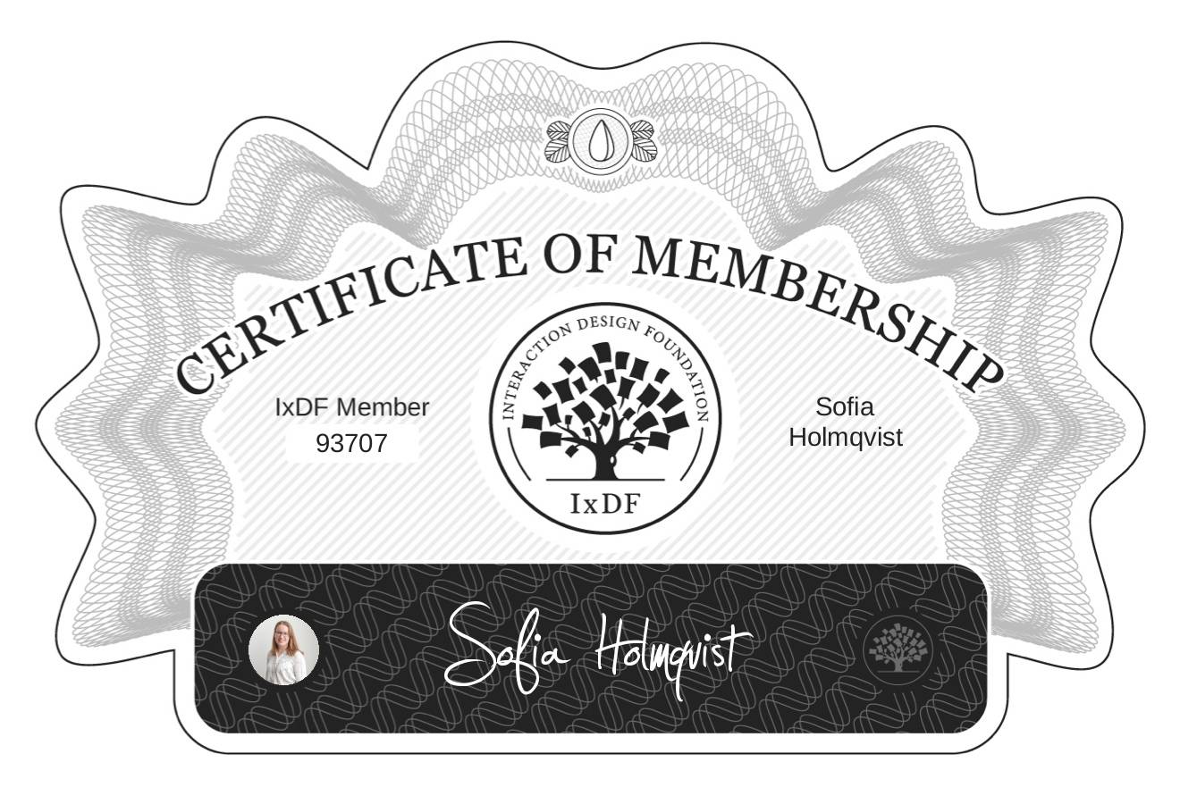 Certificate of Membership – Sofia Holmqvist