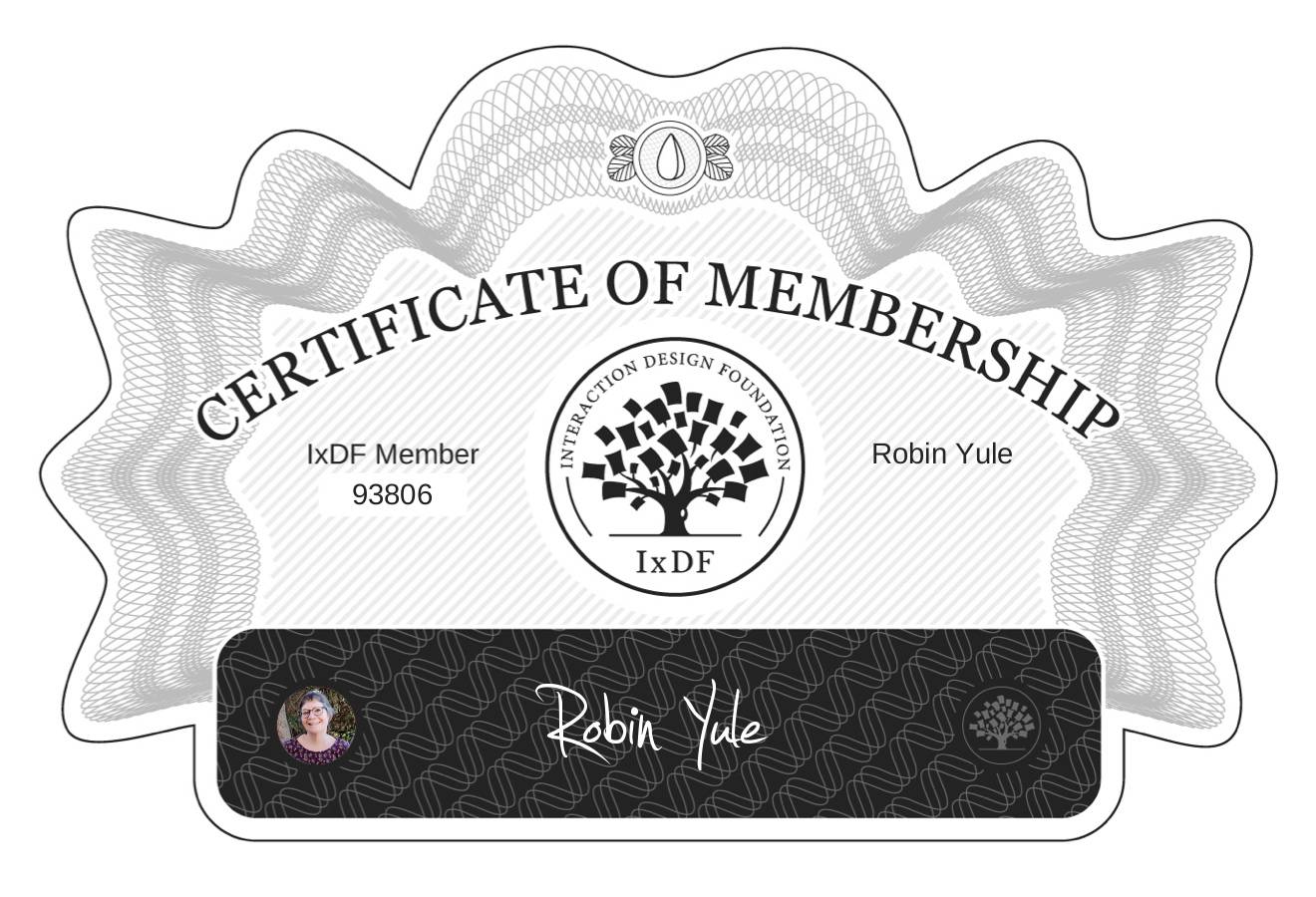 Certificate of Membership – Robin Yule