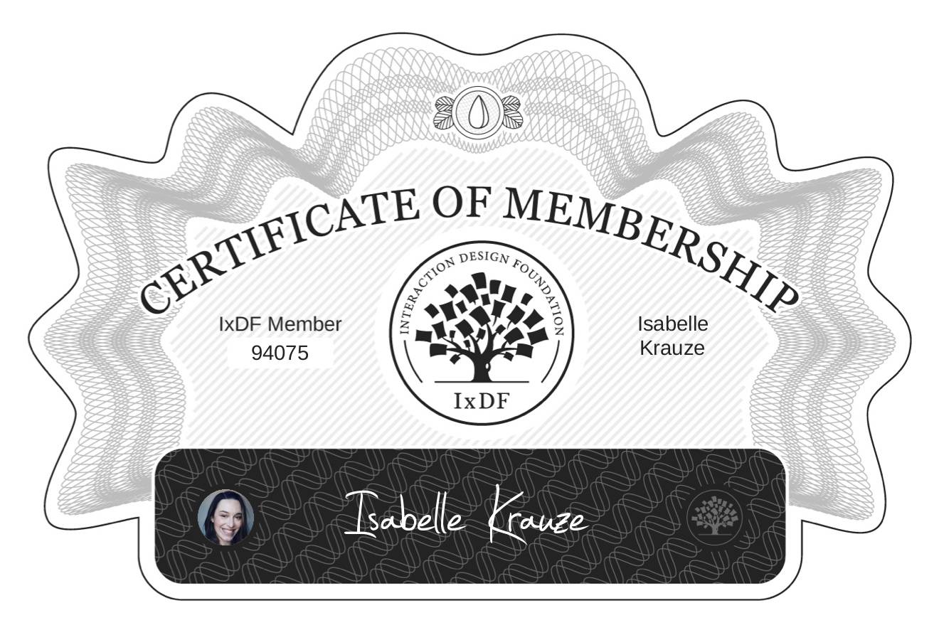 Certificate of Membership – Isabelle Krauze