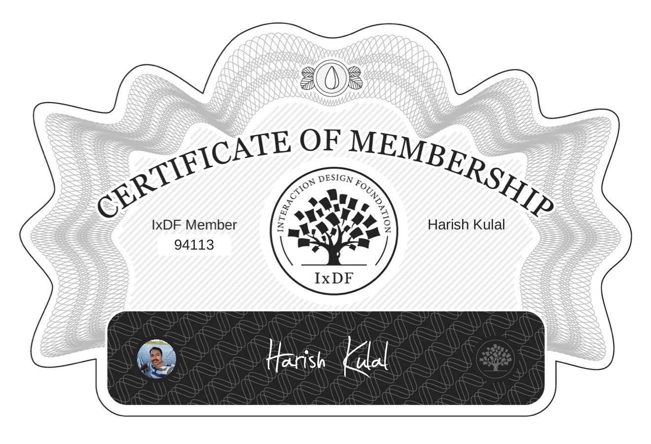 Certificate of Membership – Harish Kulal