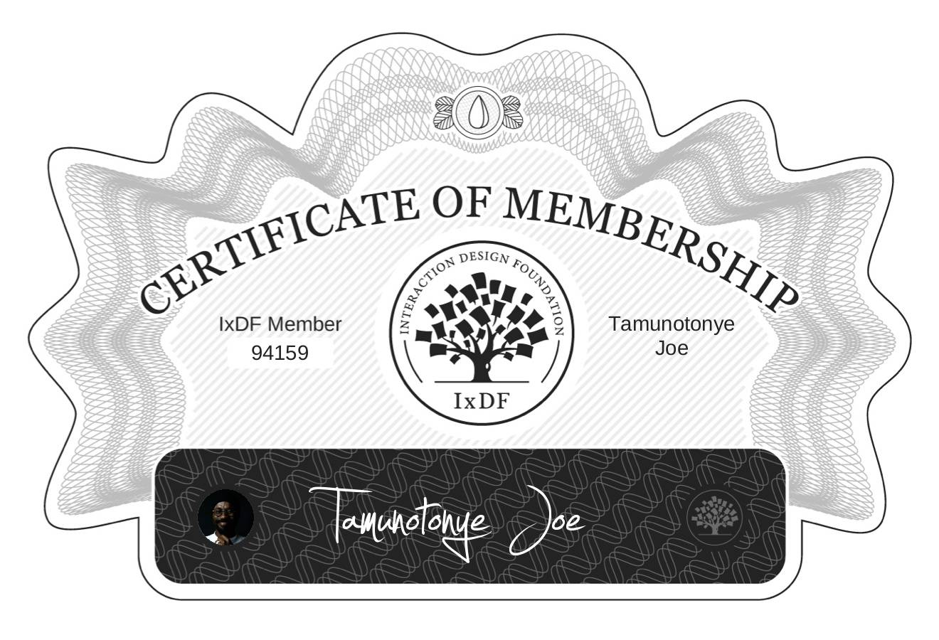 Certificate of Membership – Tamunotonye Joe