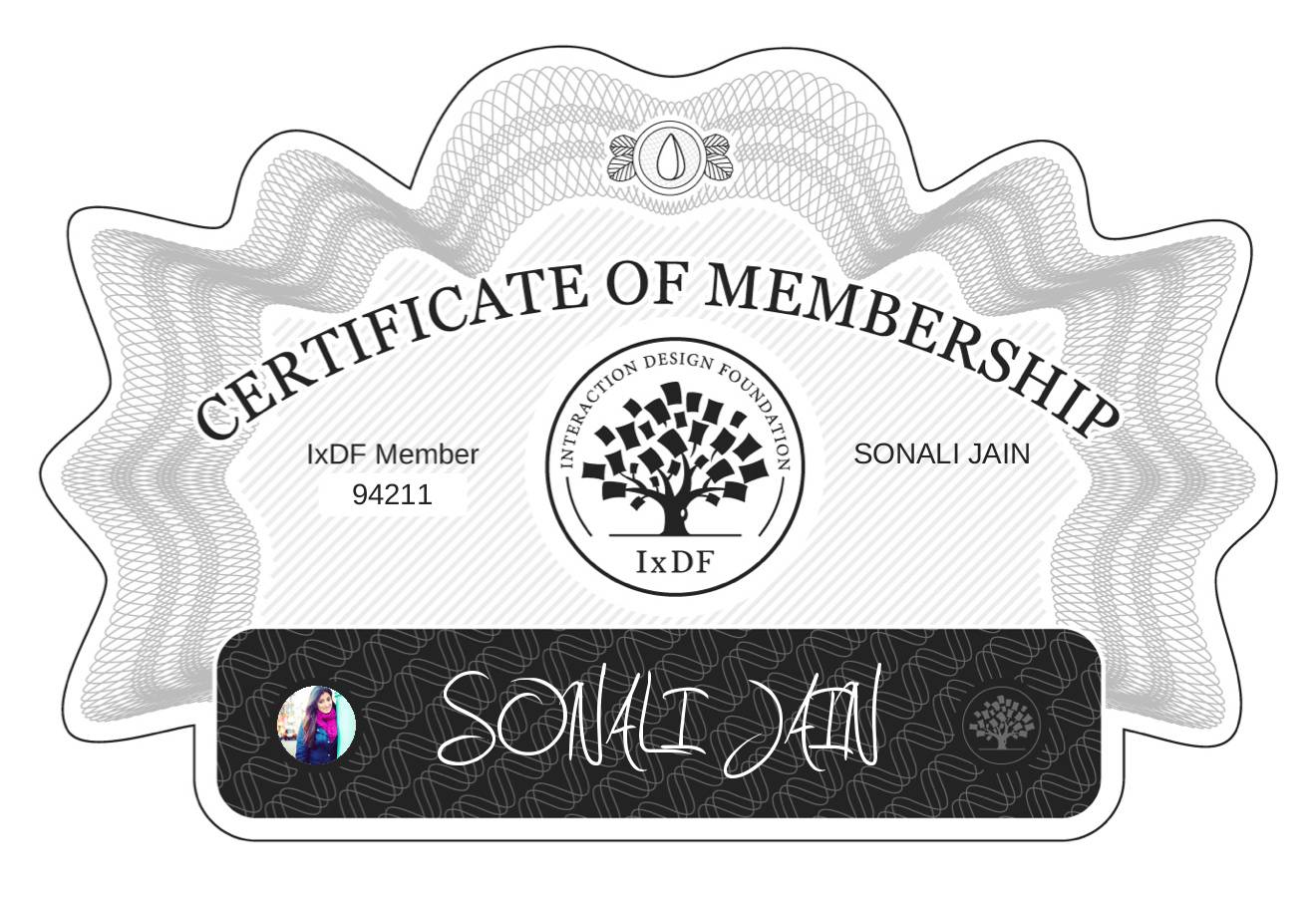 Certificate of Membership – SONALI JAIN