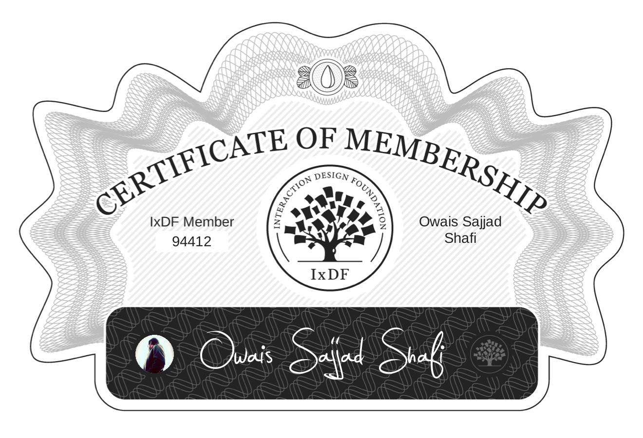 Certificate of Membership – Owais Sajjad Shafi