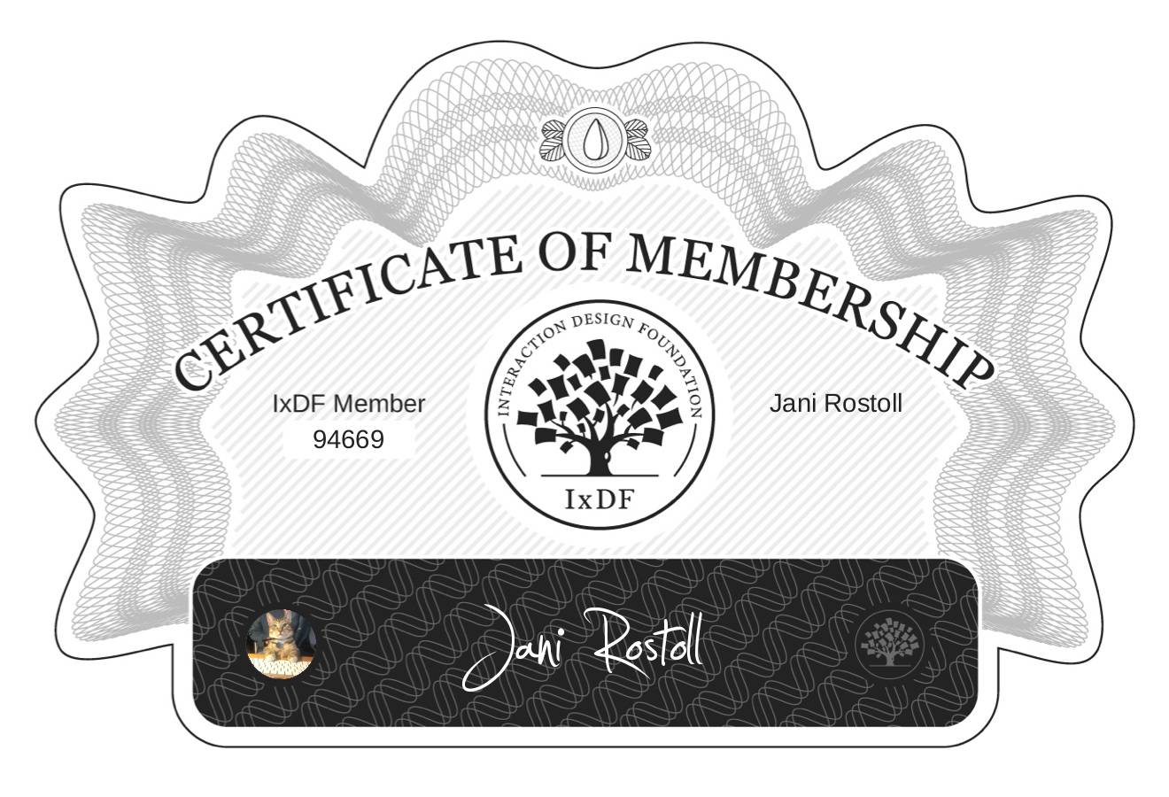 Certificate of Membership – Jani Rostoll