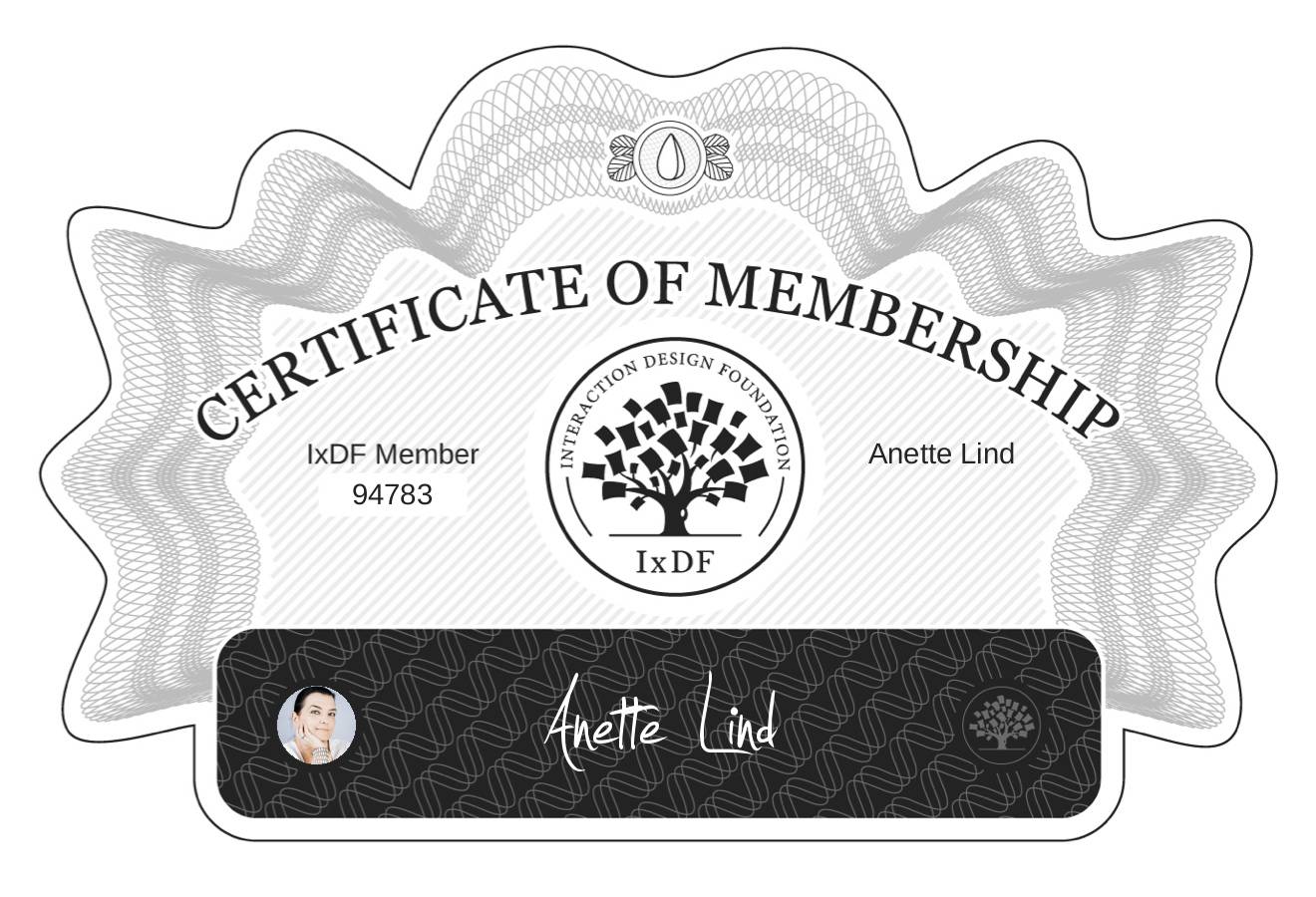Certificate of Membership – Anette Lind