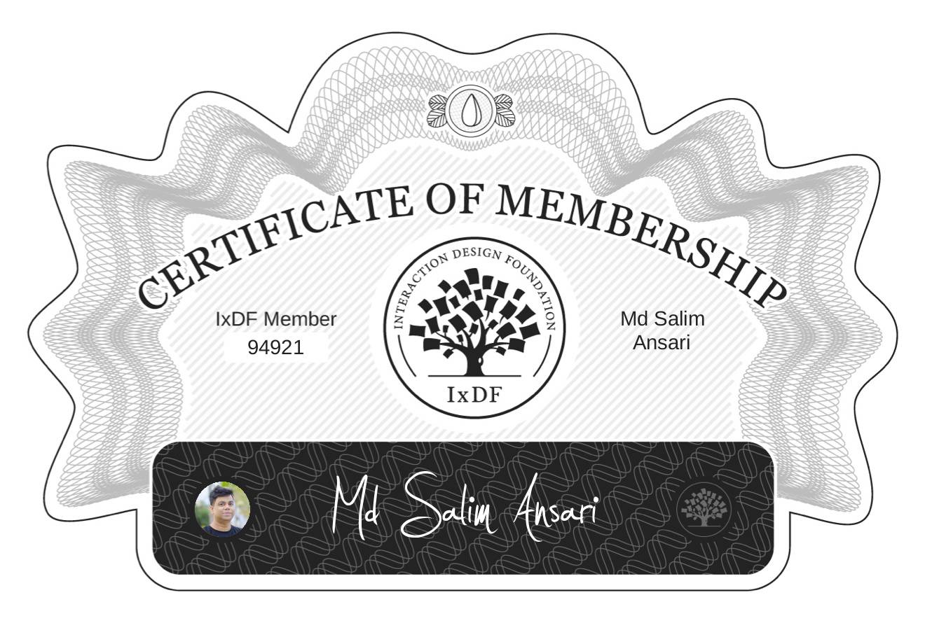 Certificate of Membership – Md Salim Ansari