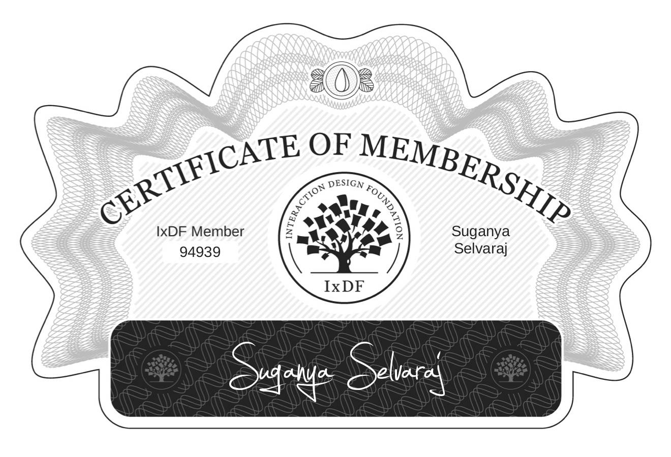 Certificate of Membership – Suganya Selvaraj