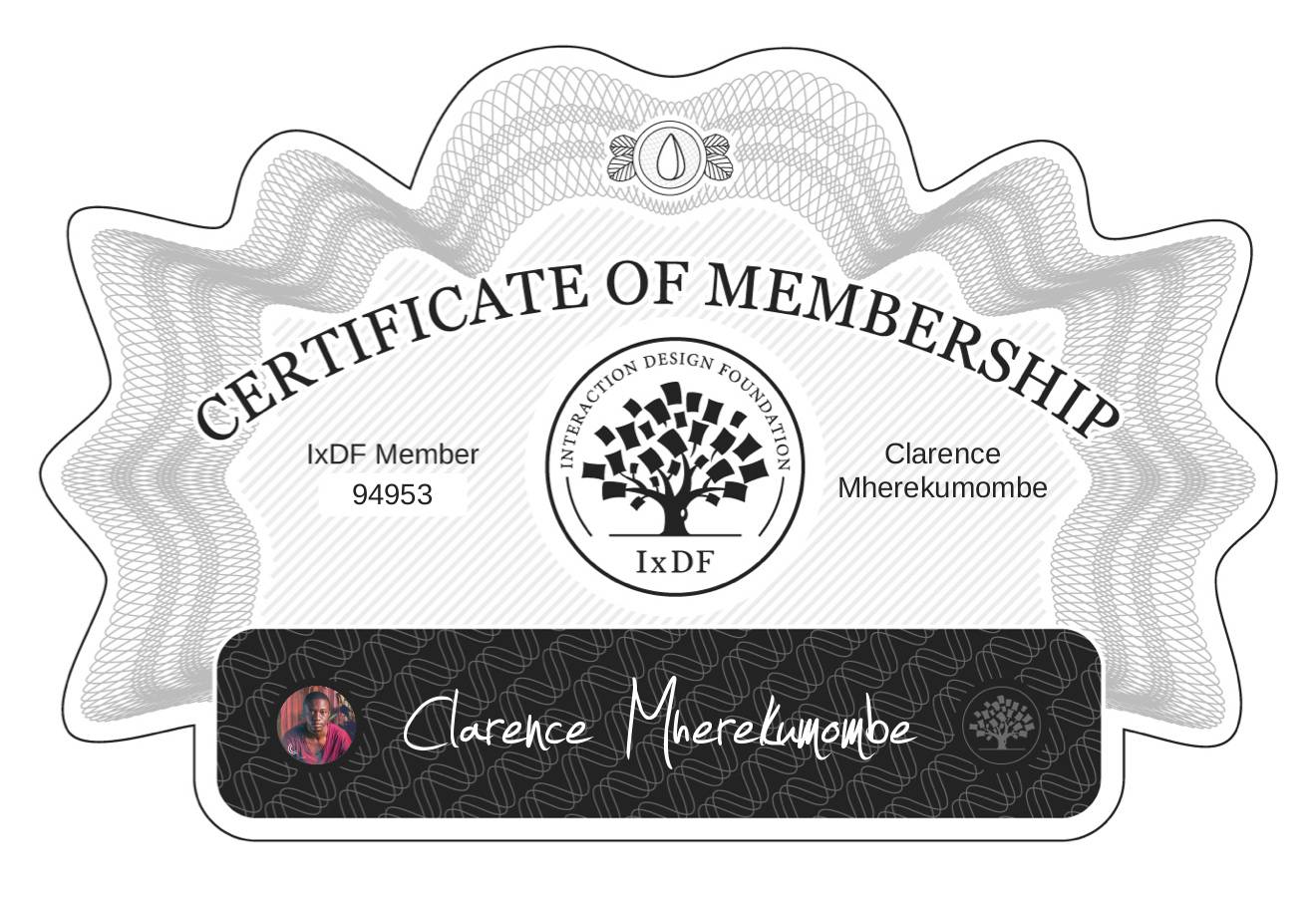 Certificate of Membership – Clarence Mherekumombe