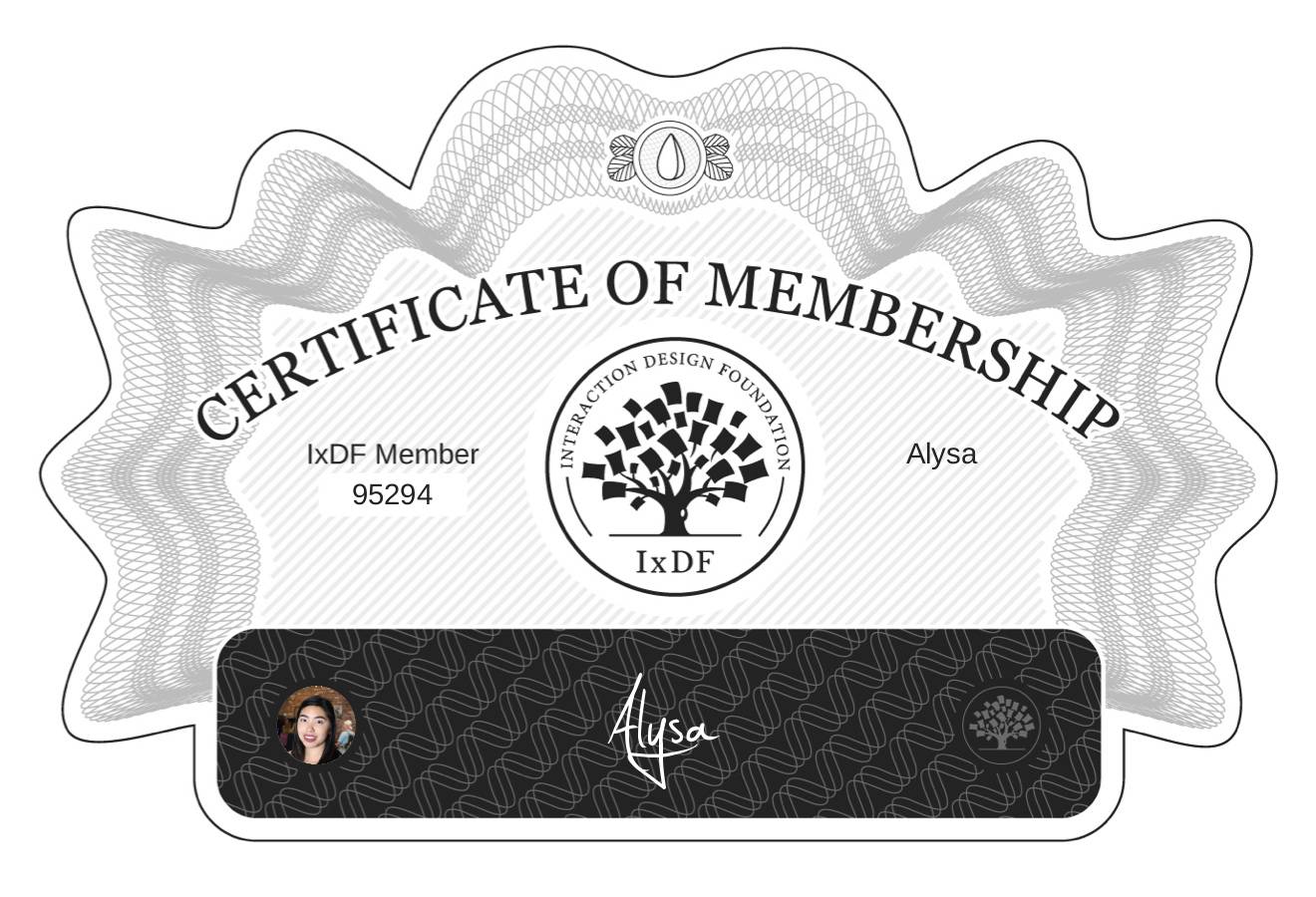 Certificate of Membership – Alysa