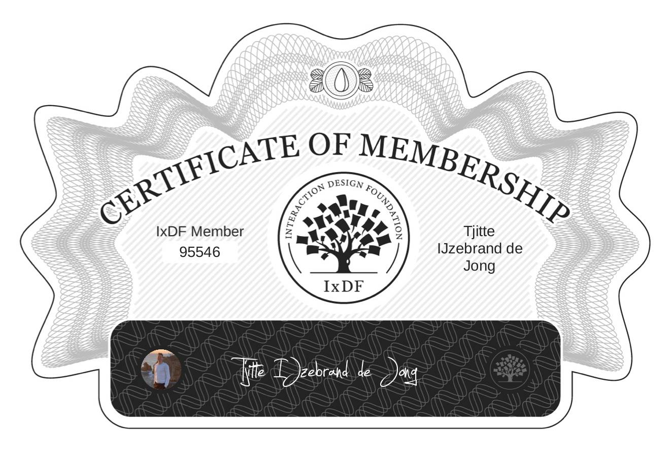Certificate of Membership – Tjitte IJzebrand de Jong