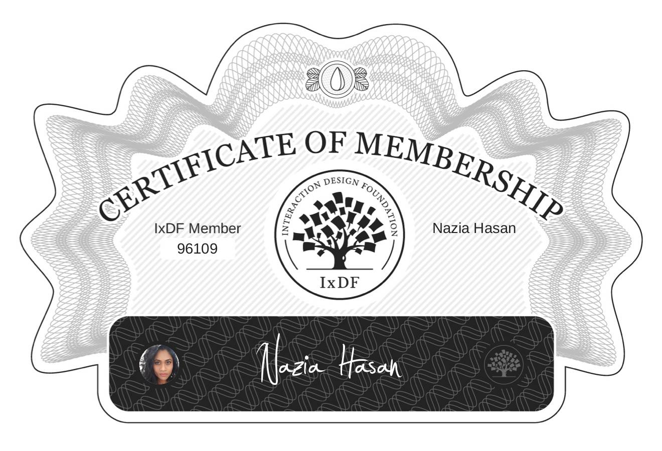 Certificate of Membership – Nazia Hasan