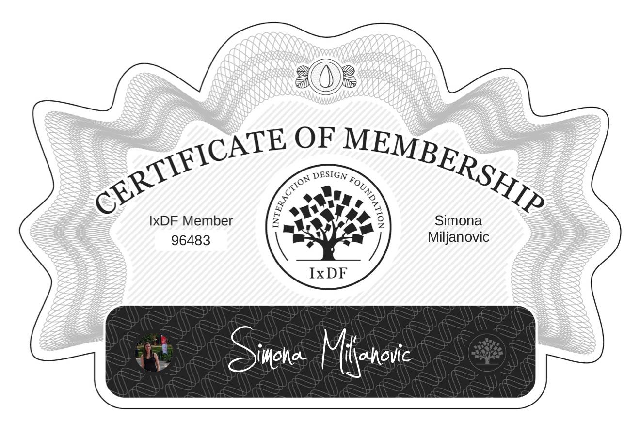 Certificate of Membership – Simona Miljanovic