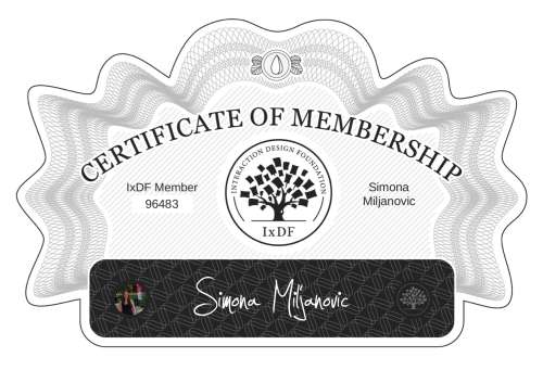 Certificate of Membership – Simona Miljanovic