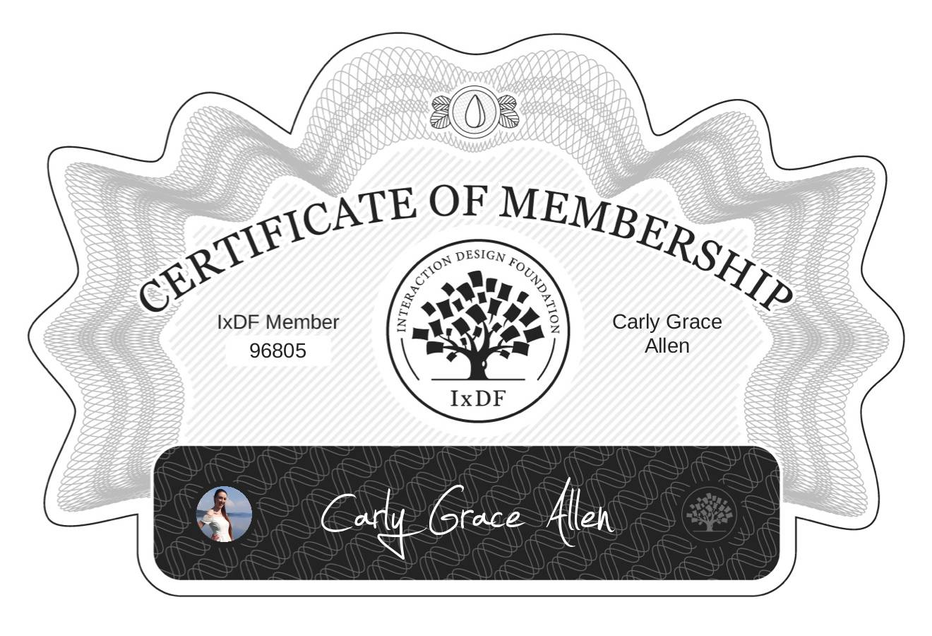 Certificate of Membership – Carly Grace Allen