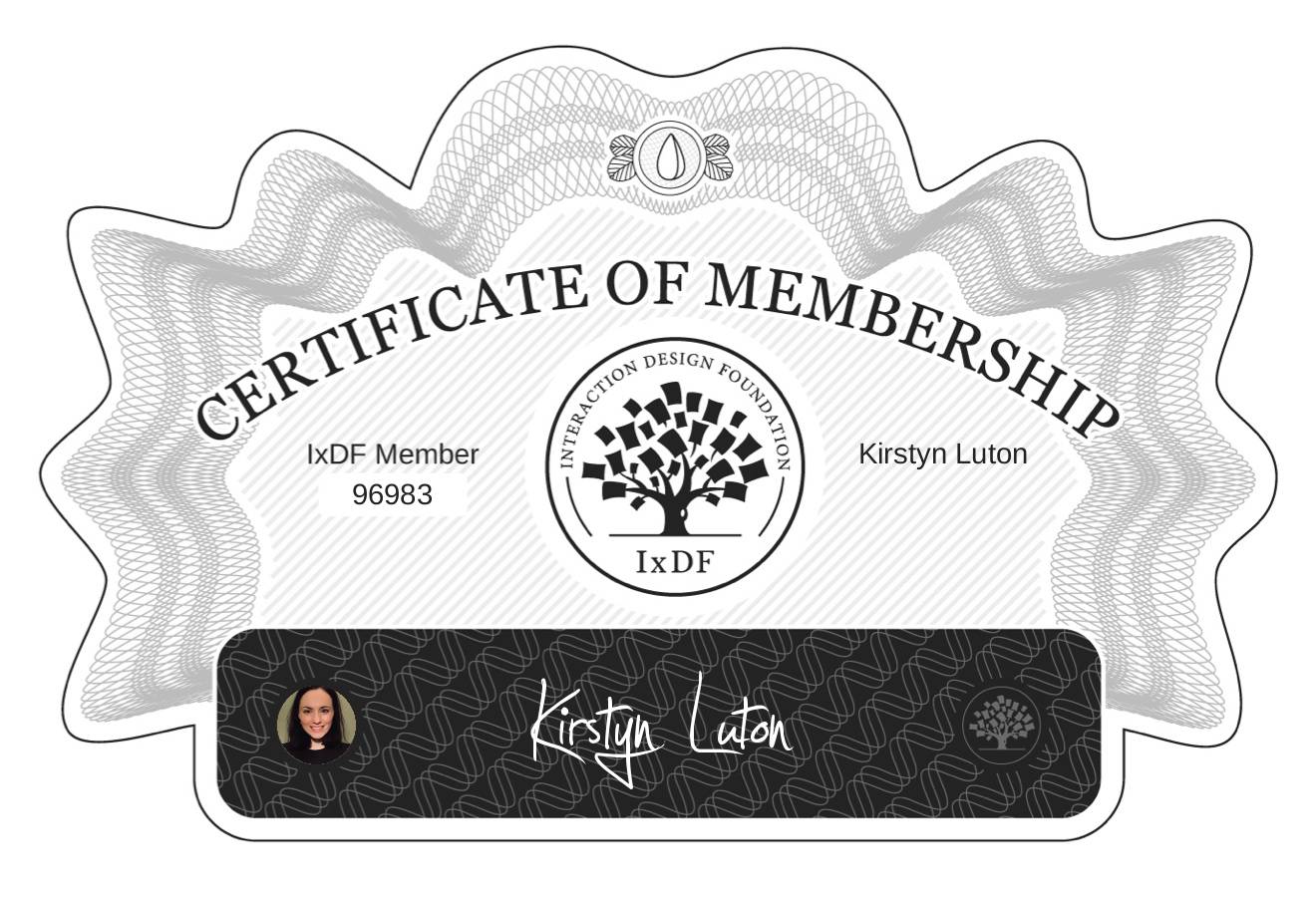 Certificate of Membership – Kirstyn Luton