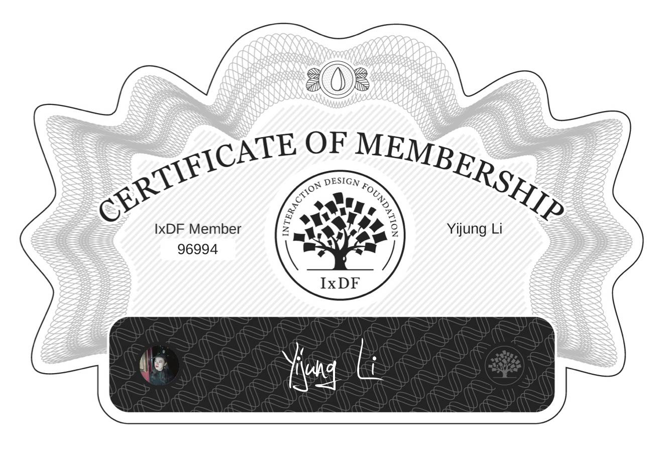 Certificate of Membership – Yijung Li