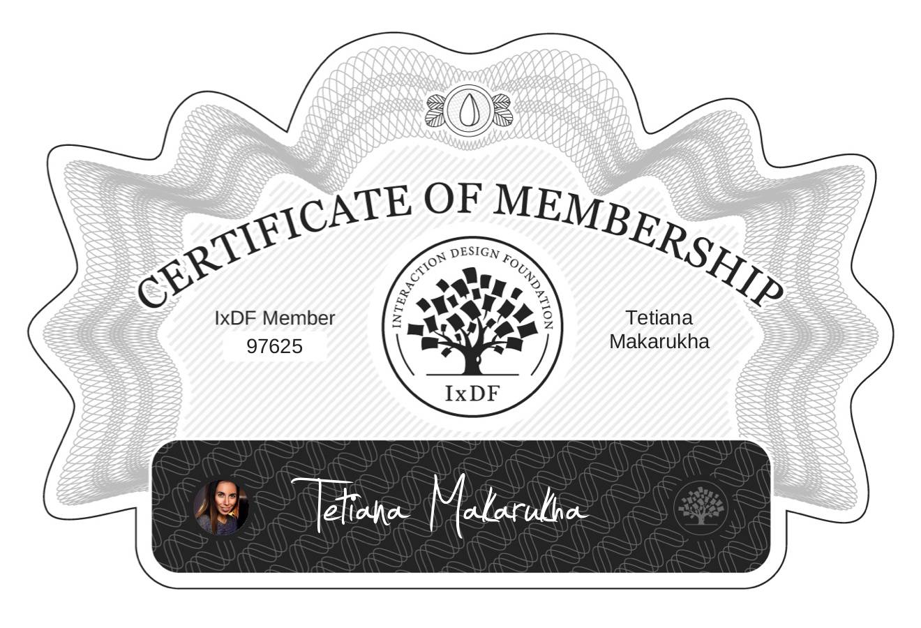 Certificate of Membership – Tetiana Makarukha
