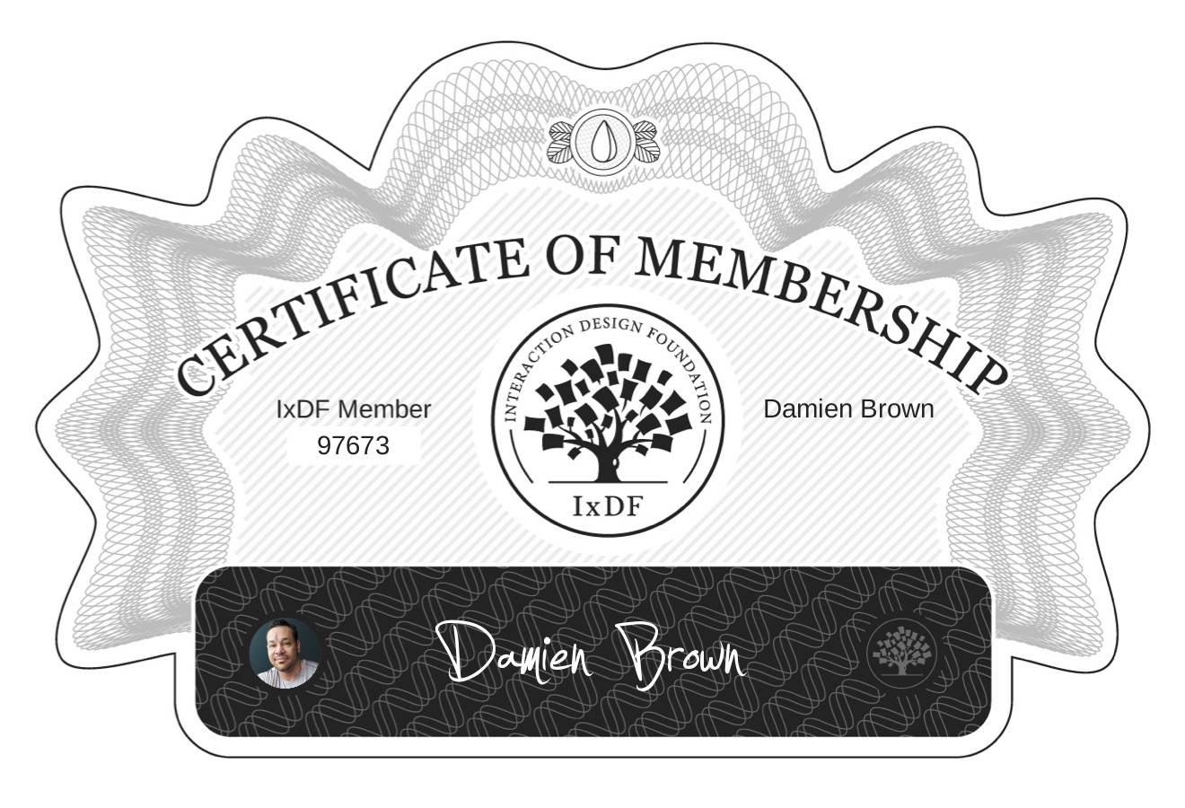 Certificate of Membership – Damien Brown
