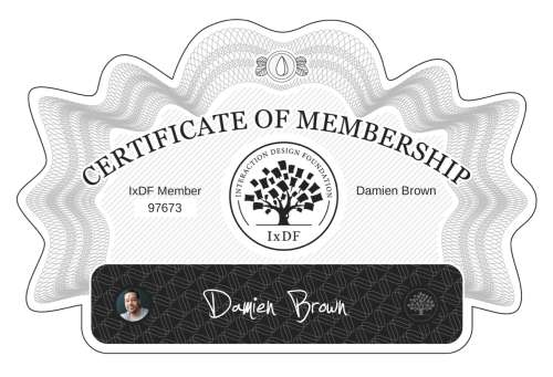 Certificate of Membership – Damien Brown
