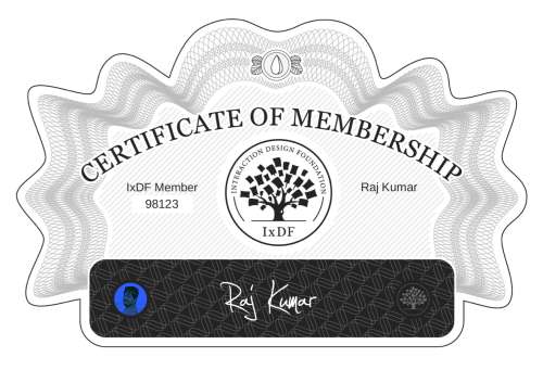 Certificate of Membership – Raj Kumar