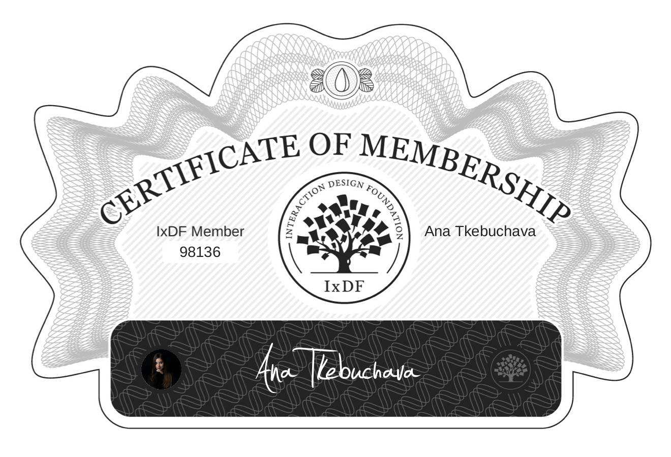 Certificate of Membership – Ana Tkebuchava