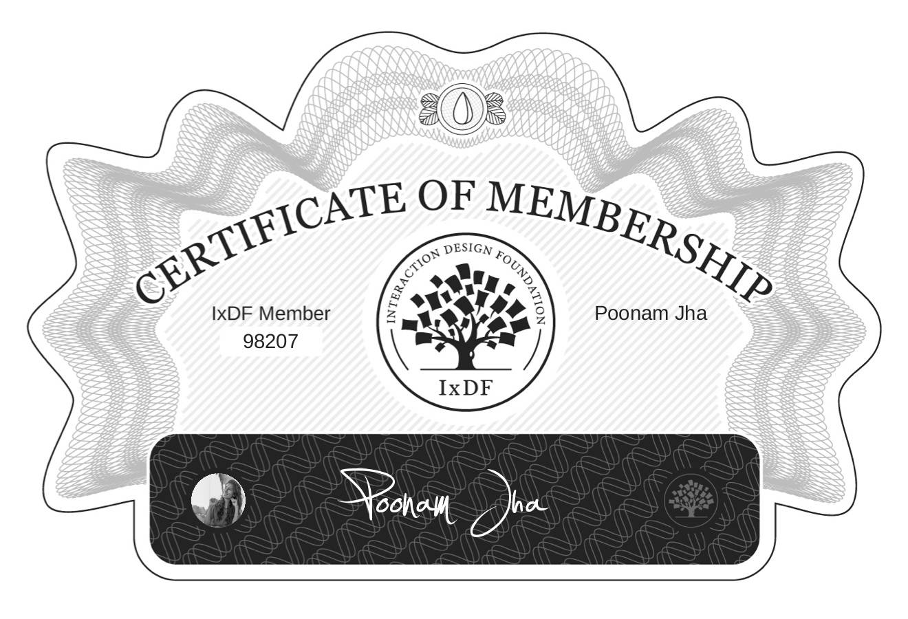 Certificate of Membership – Poonam Jha