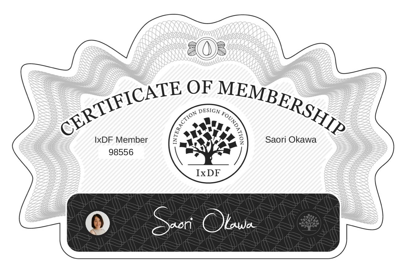 Certificate of Membership – Saori Okawa