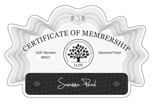 Certificate of Membership – Savanna Pead