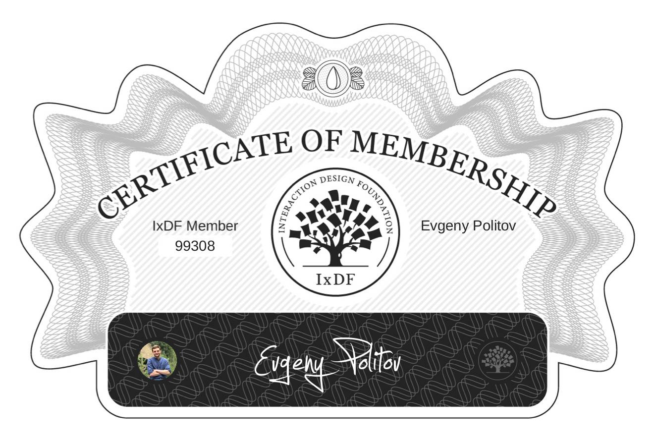 Certificate of Membership – Evgeny Politov