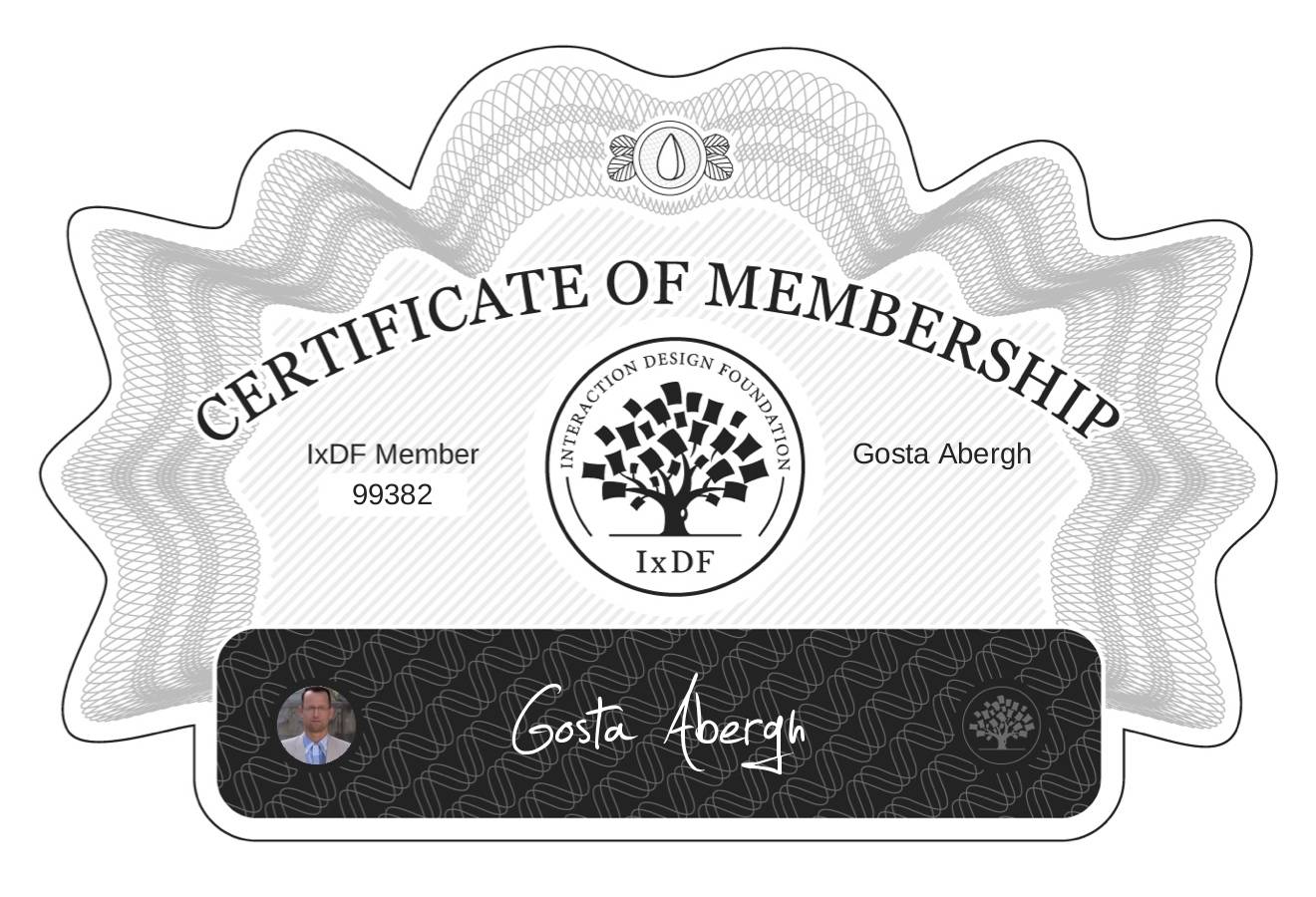 Certificate of Membership – Gösta Åbergh