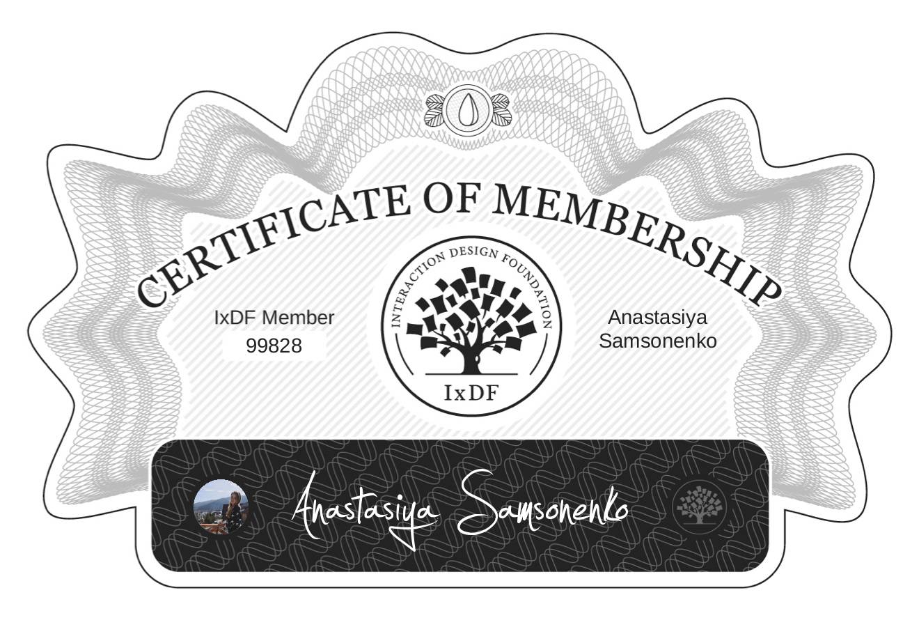 Certificate of Membership – Anastasiya Samsonenko