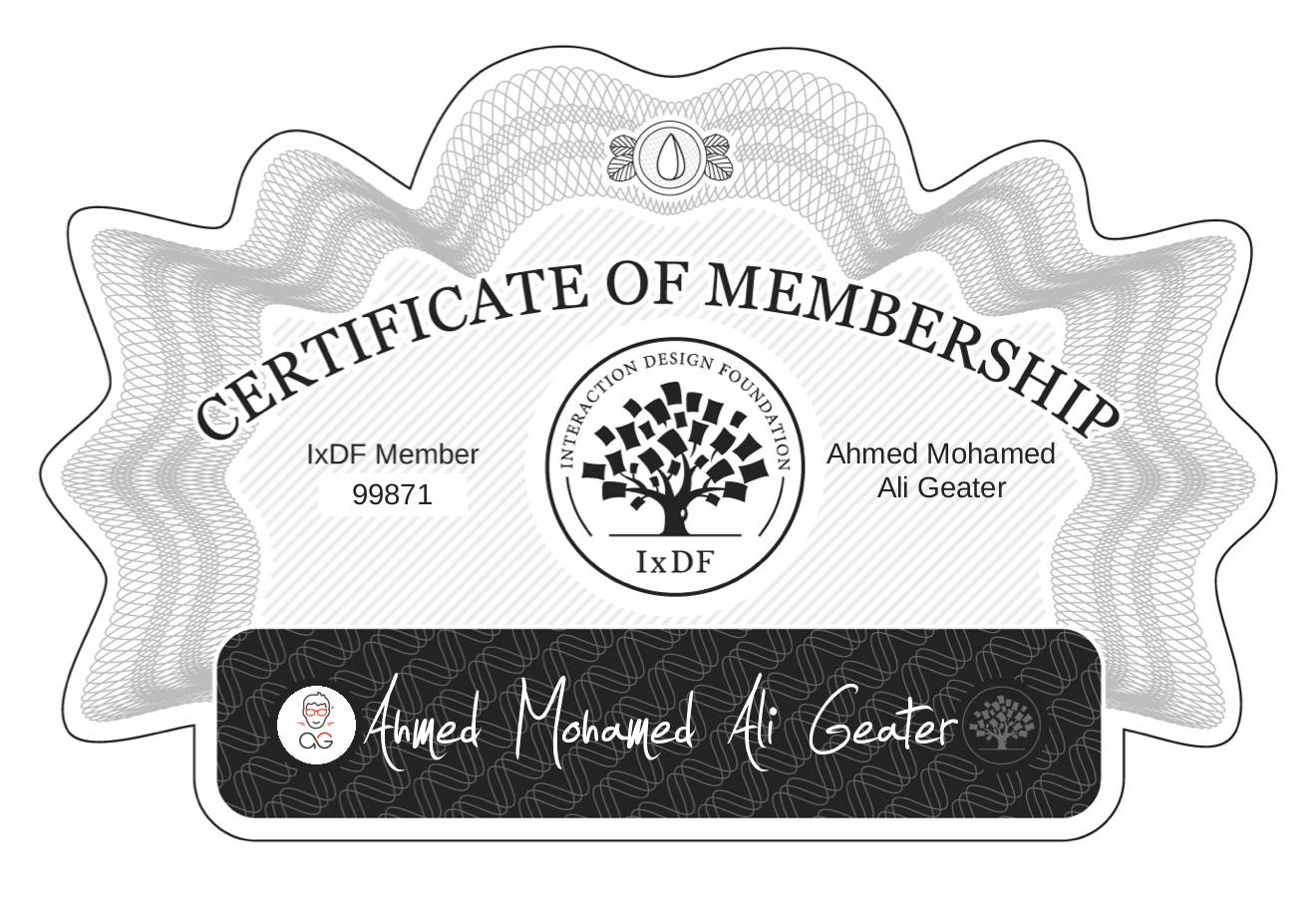 Certificate of Membership – Ahmed Mohamed Ali Geater